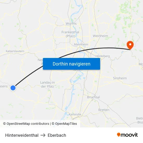 Hinterweidenthal to Eberbach map