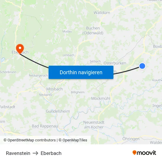 Ravenstein to Eberbach map