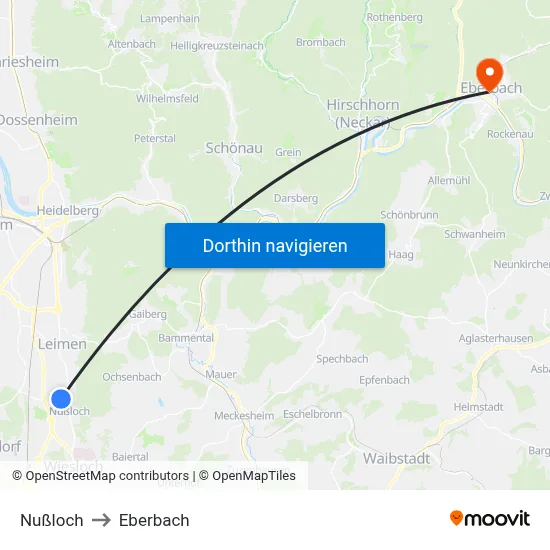 Nußloch to Eberbach map