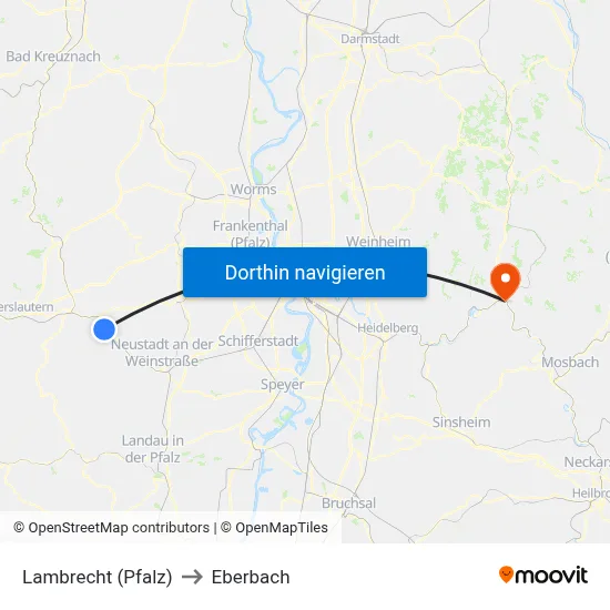 Lambrecht (Pfalz) to Eberbach map