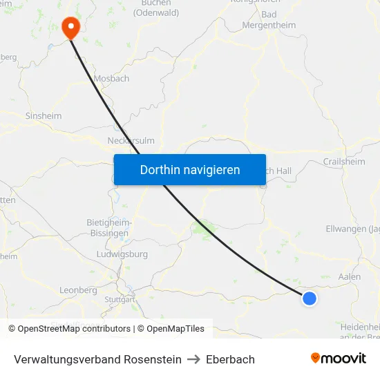 Verwaltungsverband Rosenstein to Eberbach map
