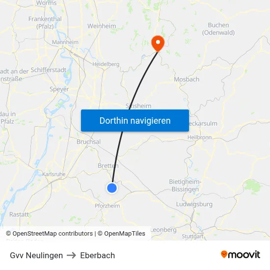 Gvv Neulingen to Eberbach map