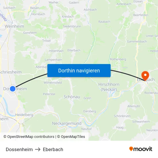Dossenheim to Eberbach map
