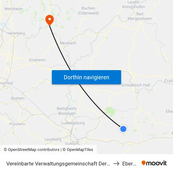 Vereinbarte Verwaltungsgemeinschaft Der Stadt Welzheim to Eberbach map