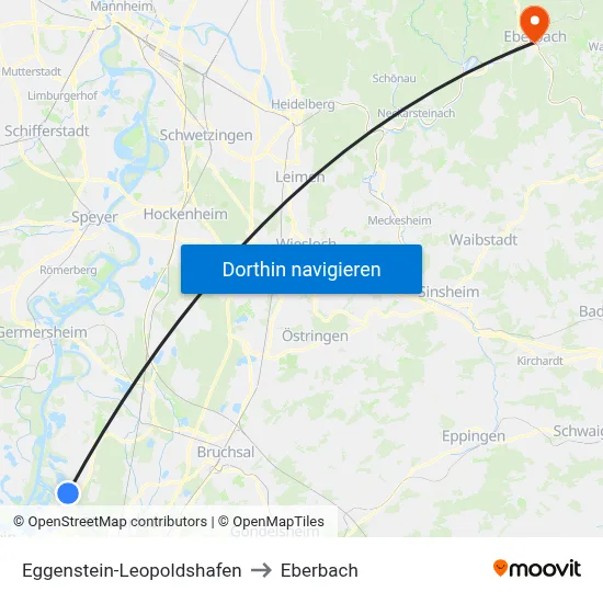 Eggenstein-Leopoldshafen to Eberbach map