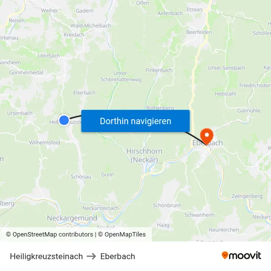 Heiligkreuzsteinach to Eberbach map