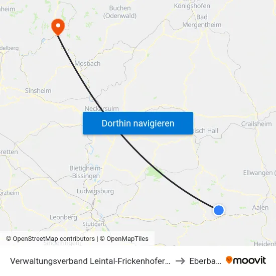Verwaltungsverband Leintal-Frickenhofer Höhe to Eberbach map