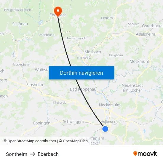 Sontheim to Eberbach map