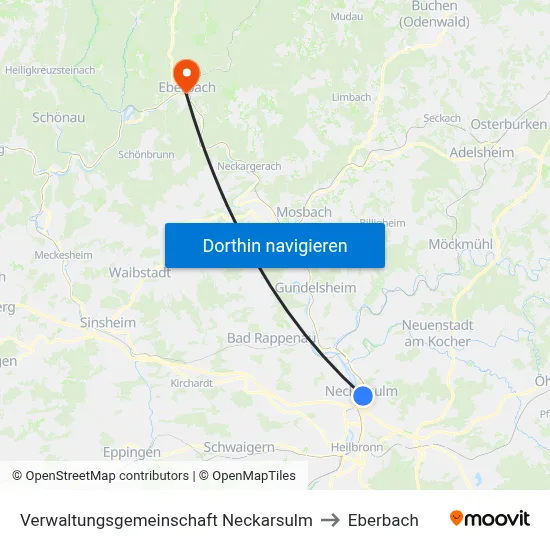 Verwaltungsgemeinschaft Neckarsulm to Eberbach map
