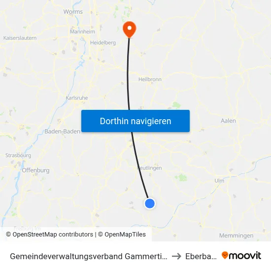 Gemeindeverwaltungsverband Gammertingen to Eberbach map