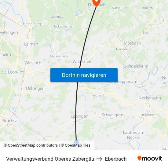 Verwaltungsverband Oberes Zabergäu to Eberbach map
