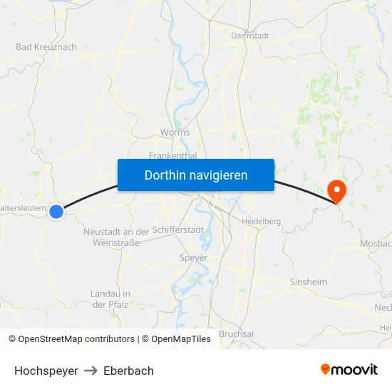Hochspeyer to Eberbach map