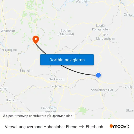 Verwaltungsverband Hohenloher Ebene to Eberbach map
