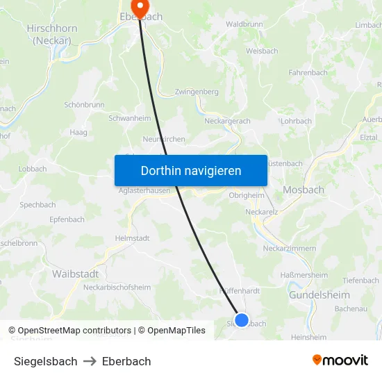 Siegelsbach to Eberbach map