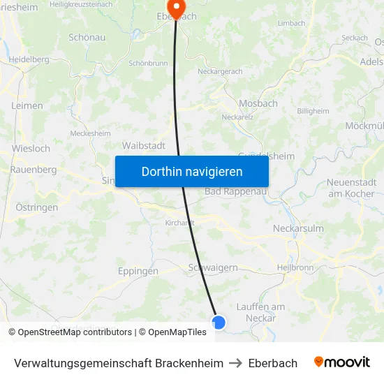 Verwaltungsgemeinschaft Brackenheim to Eberbach map