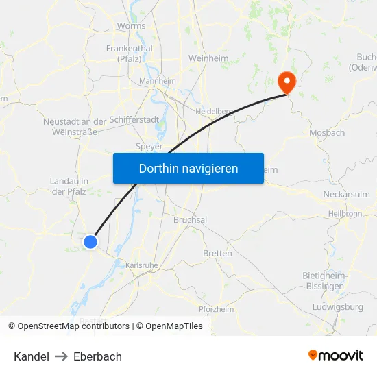 Kandel to Eberbach map