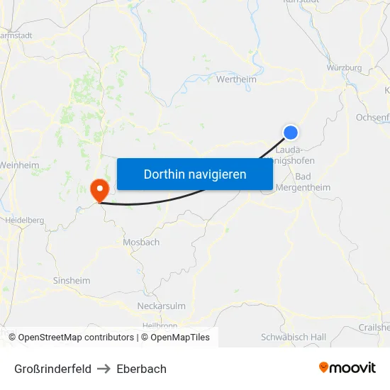 Großrinderfeld to Eberbach map