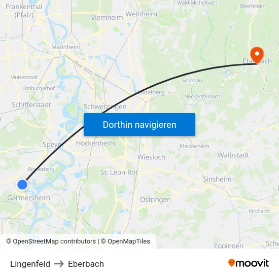 Lingenfeld to Eberbach map