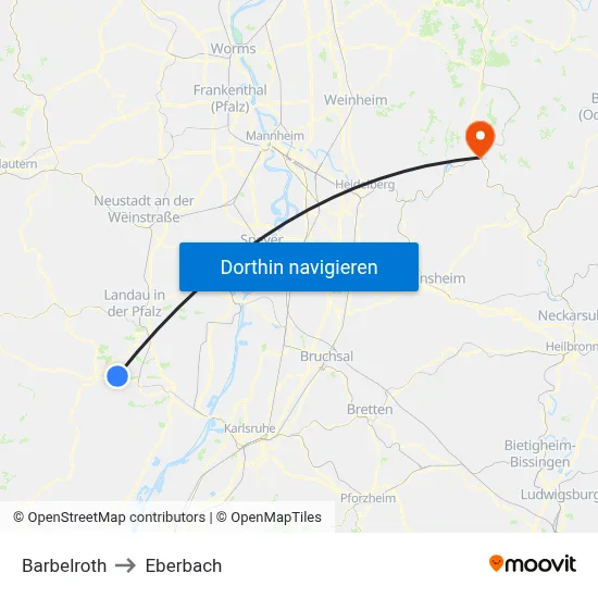 Barbelroth to Eberbach map