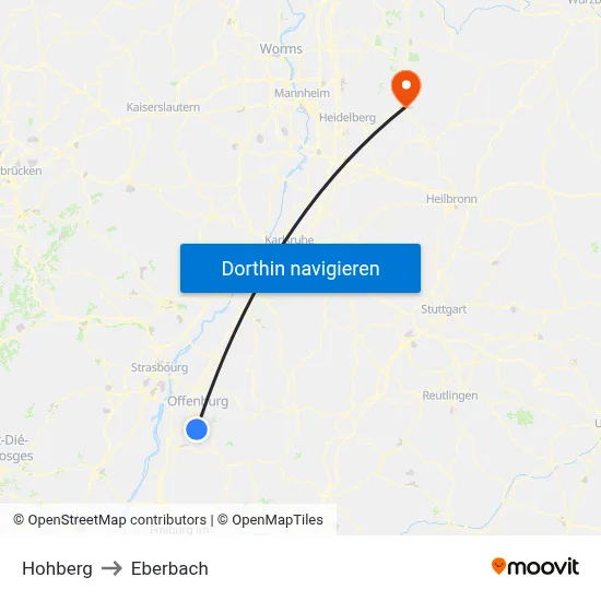 Hohberg to Eberbach map