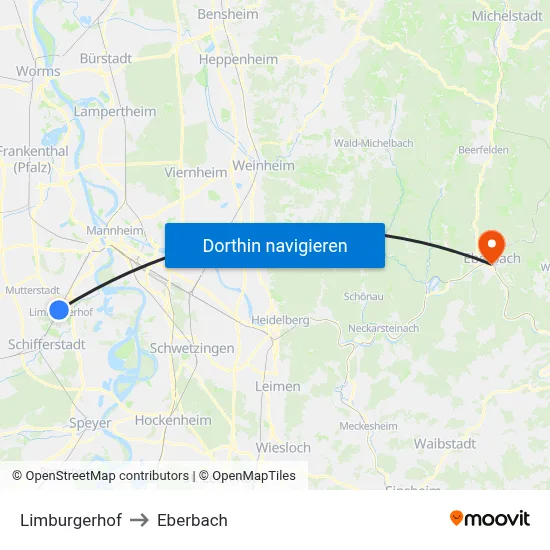 Limburgerhof to Eberbach map