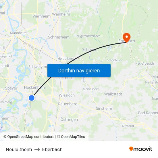 Neulußheim to Eberbach map