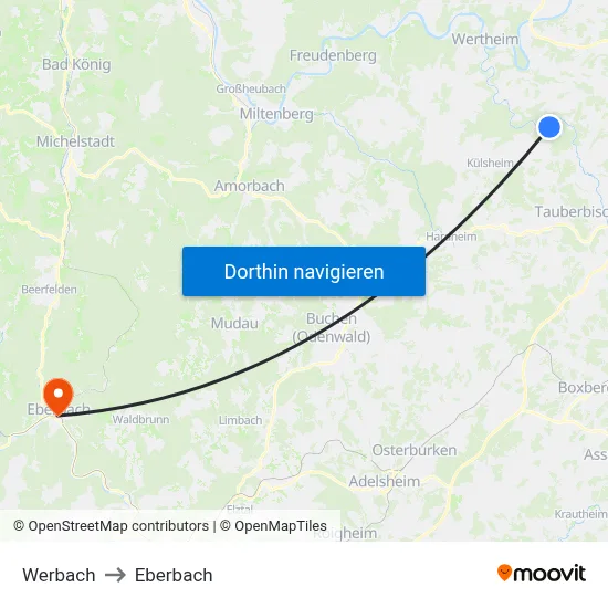 Werbach to Eberbach map