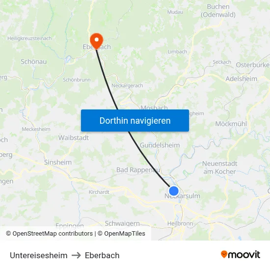 Untereisesheim to Eberbach map