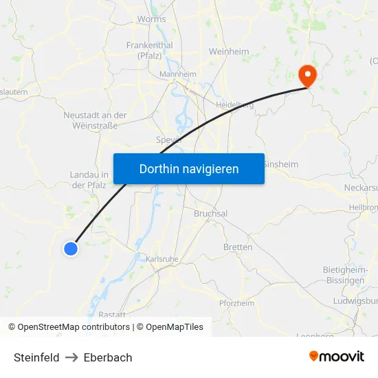Steinfeld to Eberbach map