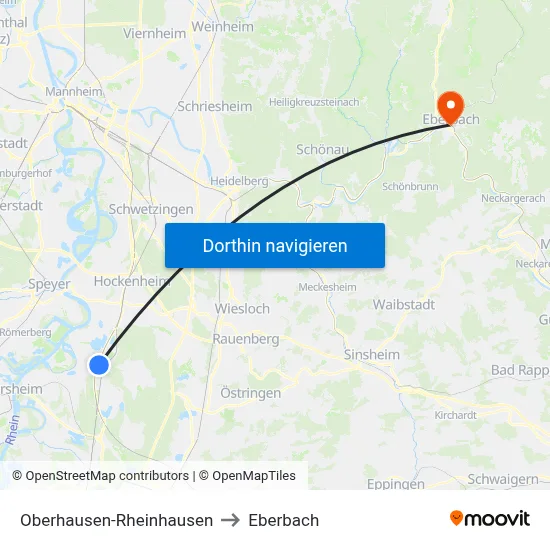 Oberhausen-Rheinhausen to Eberbach map