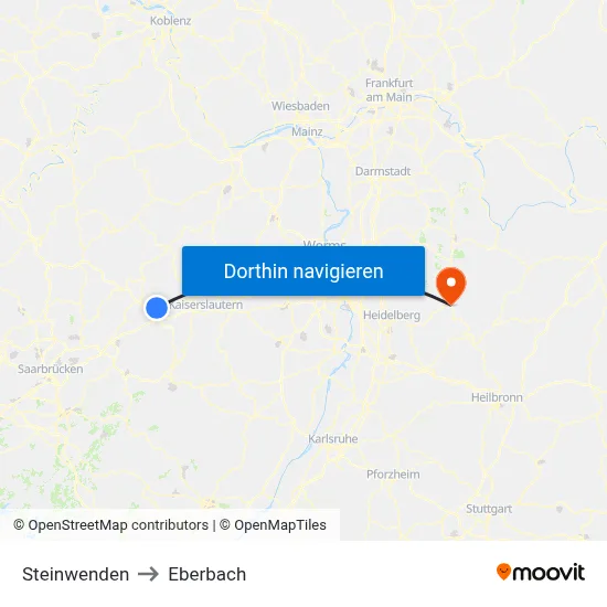 Steinwenden to Eberbach map