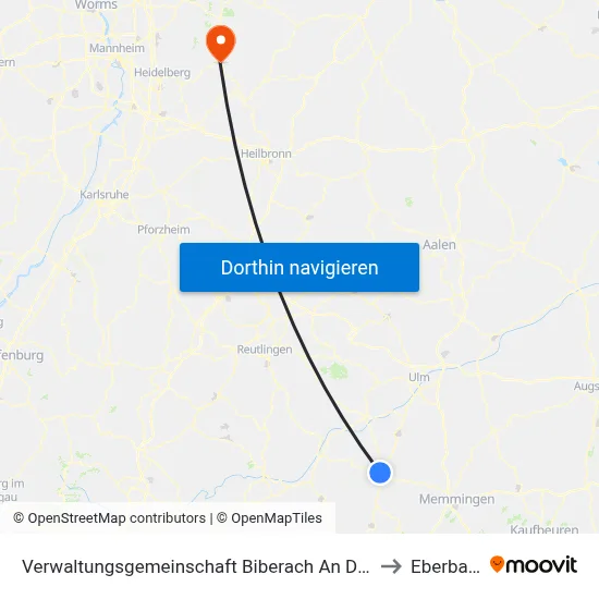 Verwaltungsgemeinschaft Biberach An Der Riß to Eberbach map