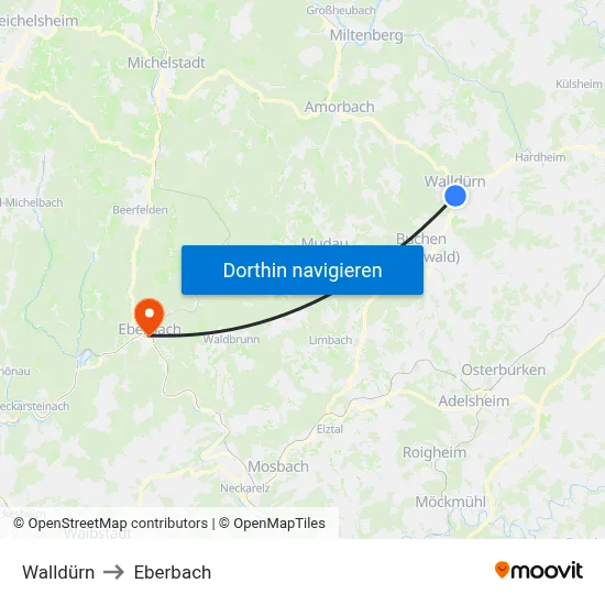 Walldürn to Eberbach map