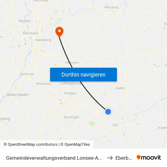 Gemeindeverwaltungsverband Lonsee-Amstetten to Eberbach map