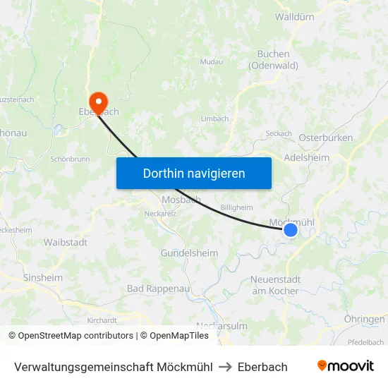 Verwaltungsgemeinschaft Möckmühl to Eberbach map