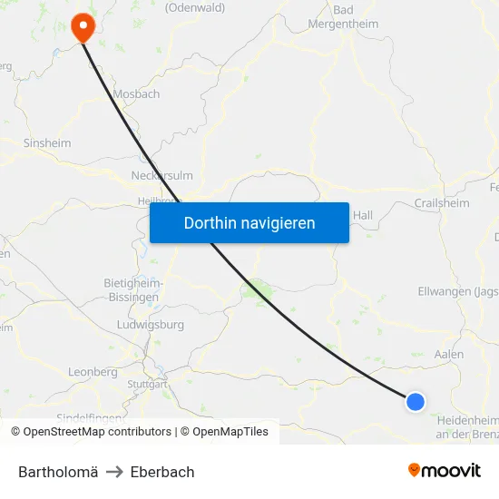 Bartholomä to Eberbach map
