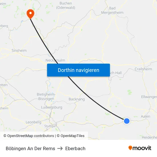 Böbingen An Der Rems to Eberbach map