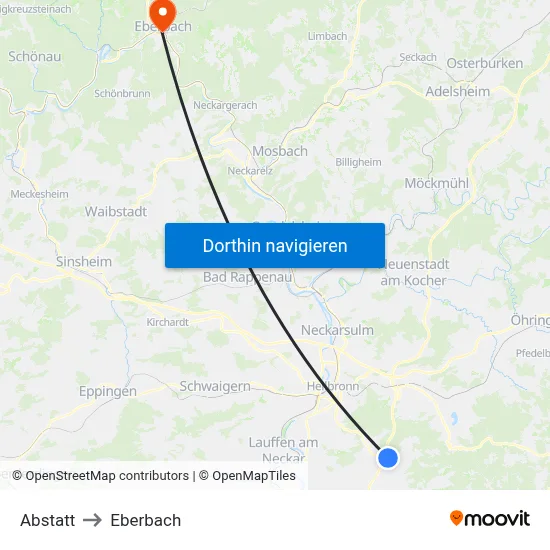 Abstatt to Eberbach map