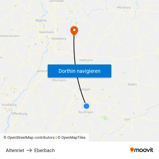 Altenriet to Eberbach map
