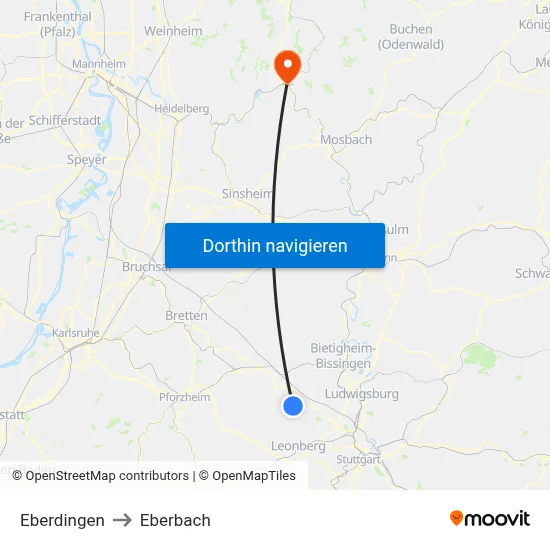 Eberdingen to Eberbach map