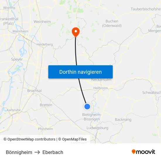 Bönnigheim to Eberbach map