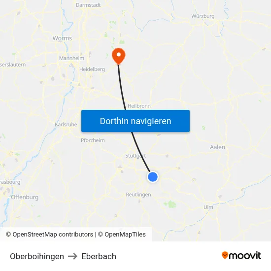 Oberboihingen to Eberbach map