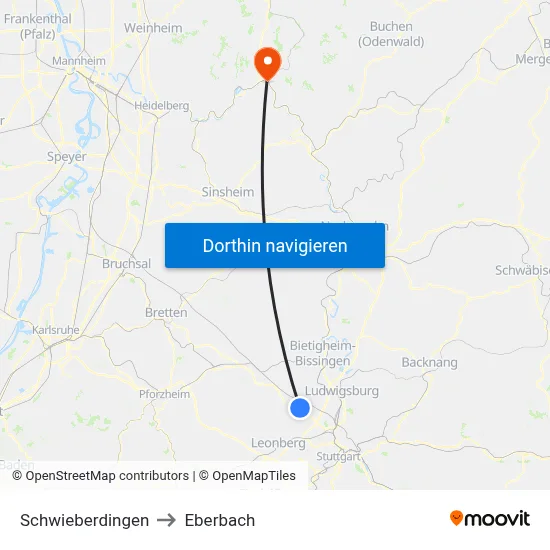 Schwieberdingen to Eberbach map