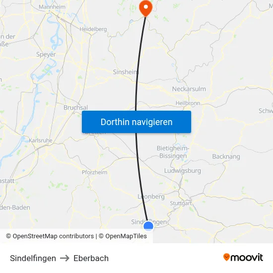 Sindelfingen to Eberbach map