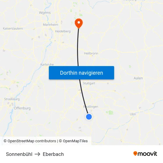 Sonnenbühl to Eberbach map
