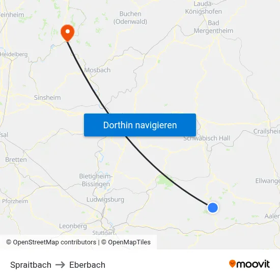 Spraitbach to Eberbach map