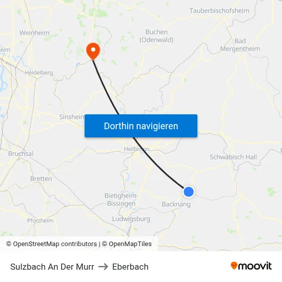 Sulzbach An Der Murr to Eberbach map