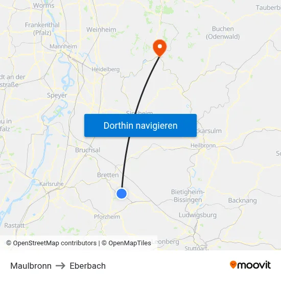 Maulbronn to Eberbach map