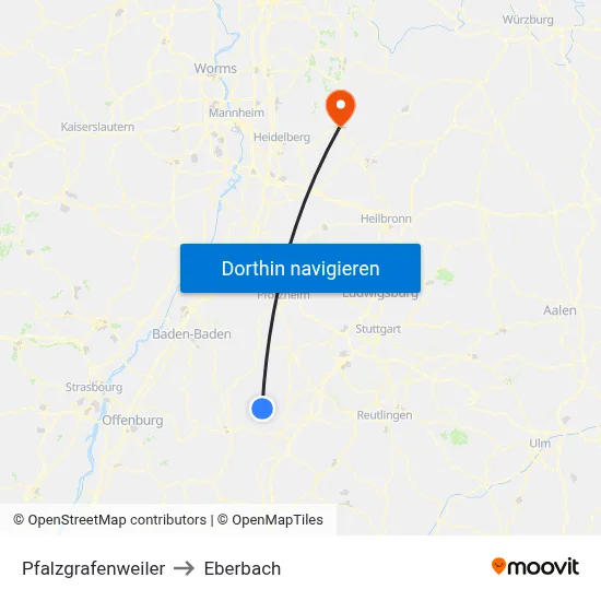 Pfalzgrafenweiler to Eberbach map