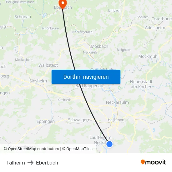 Talheim to Eberbach map